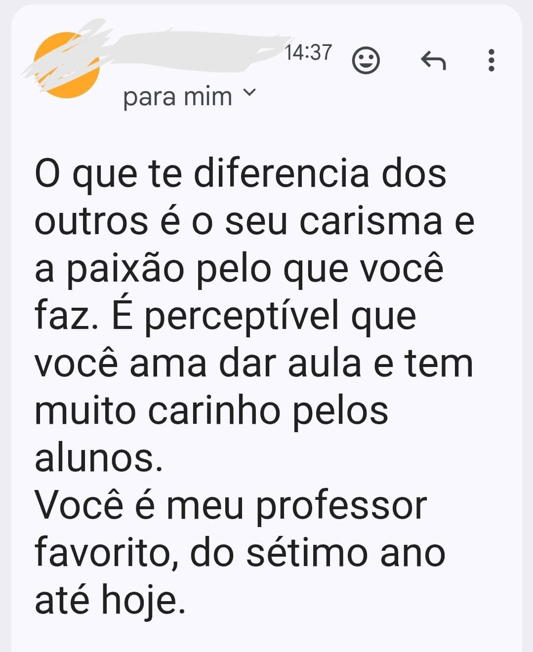 Depoimento de aluno ou família